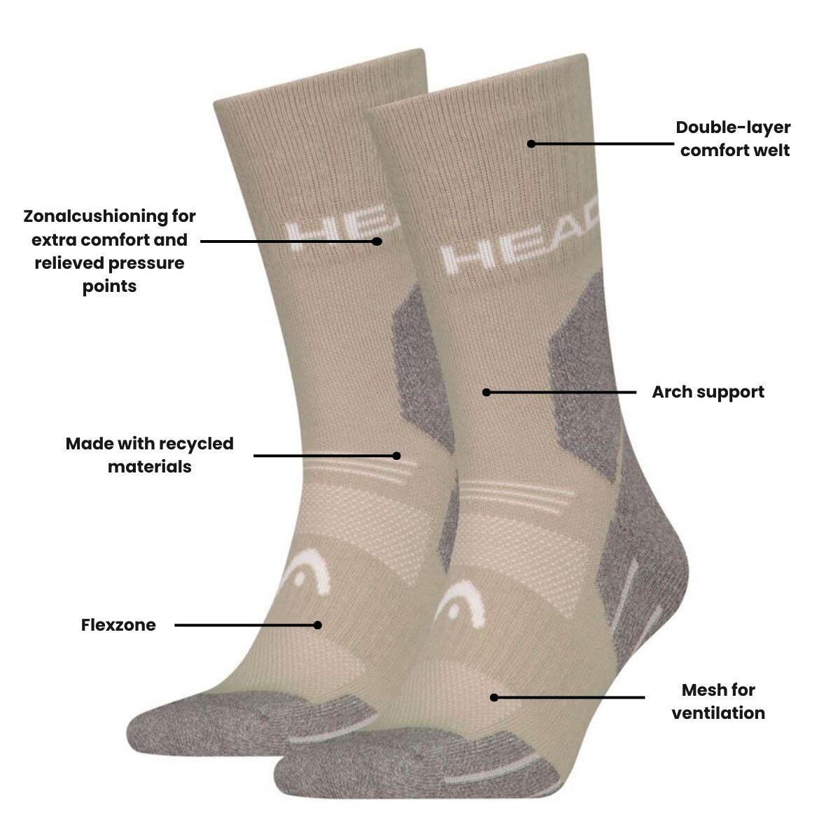Calcetines de senderismo senderismo para todos los climas Crew 6 pares Taupe 4/4