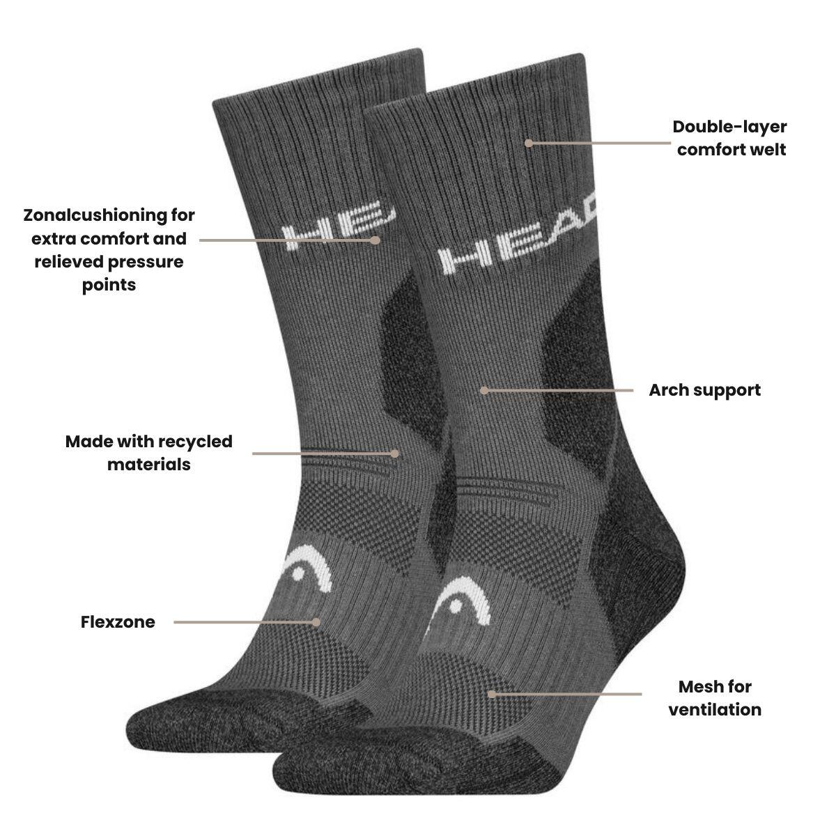 Chaussettes randonnée tous climats randonnée Crew 6 paires Gris 4/4