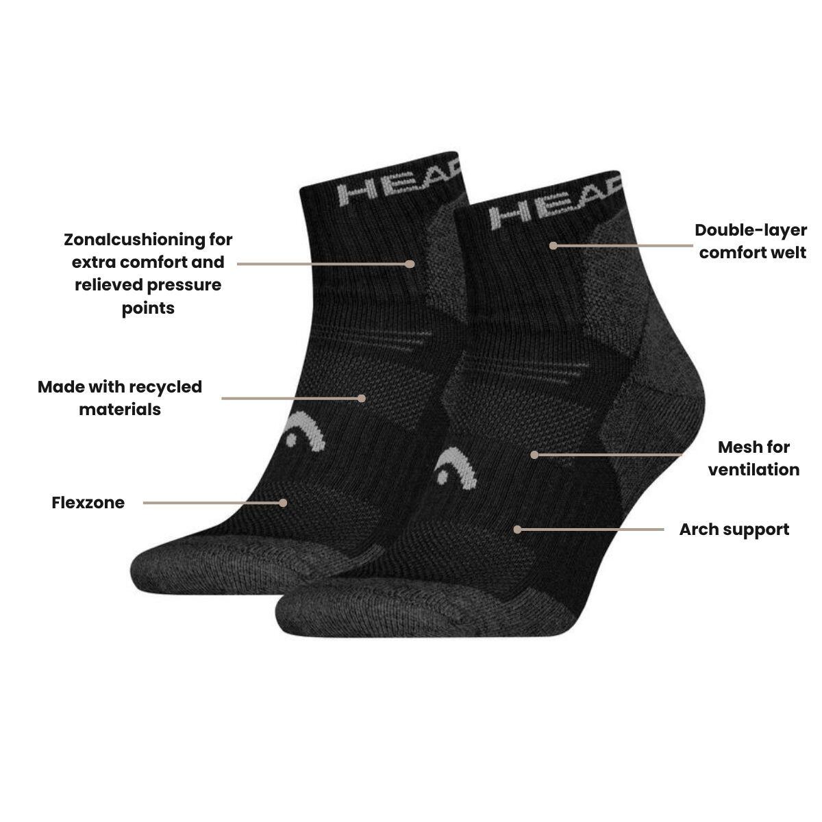 Chaussettes randonnée tous climats quart de randonnée 6 paires Noir 4/4