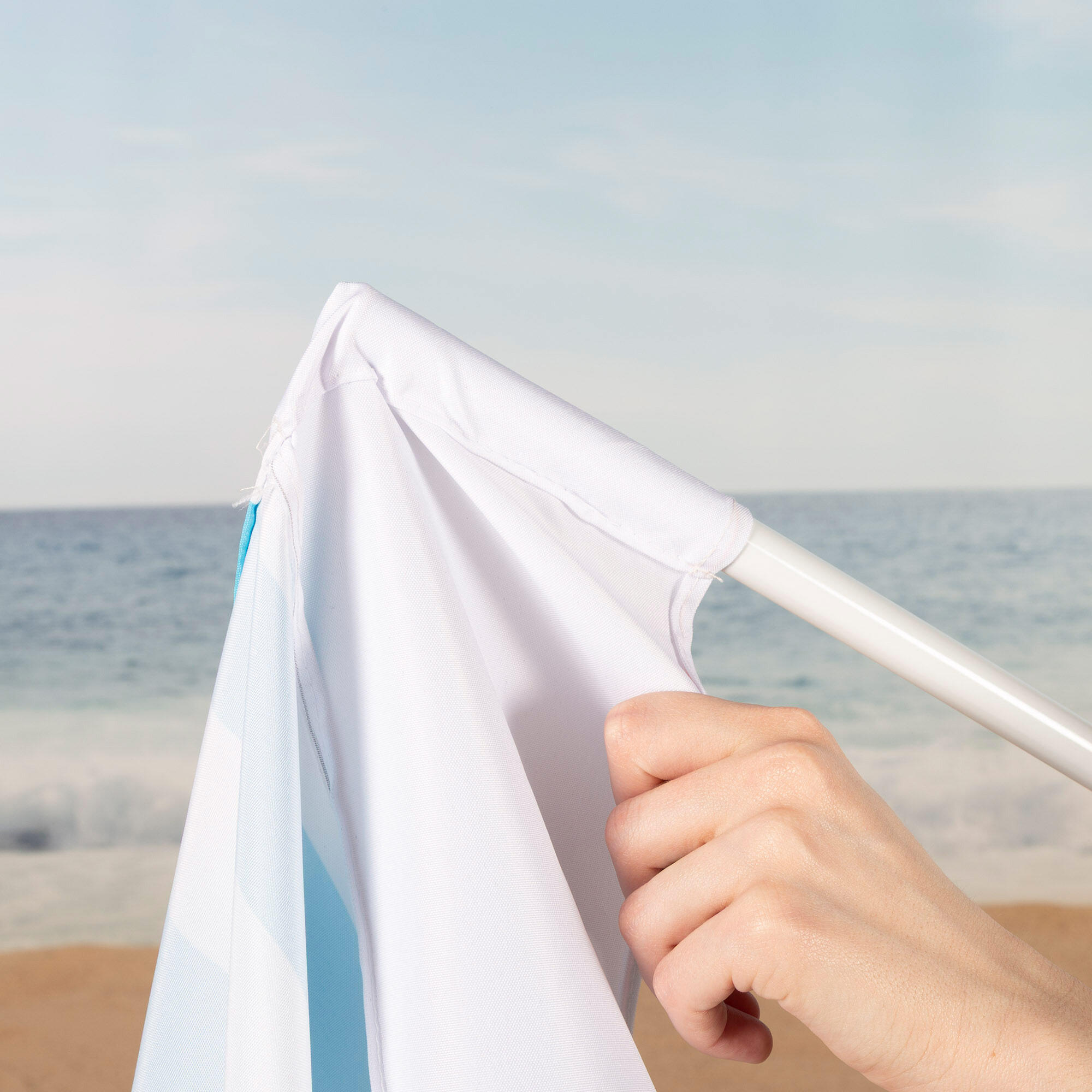 Paravent De Plage 8 M – Bleu, Avec Bandoulière Et Tréteau, En Coton Pour Intimité Et Coupe-vent
