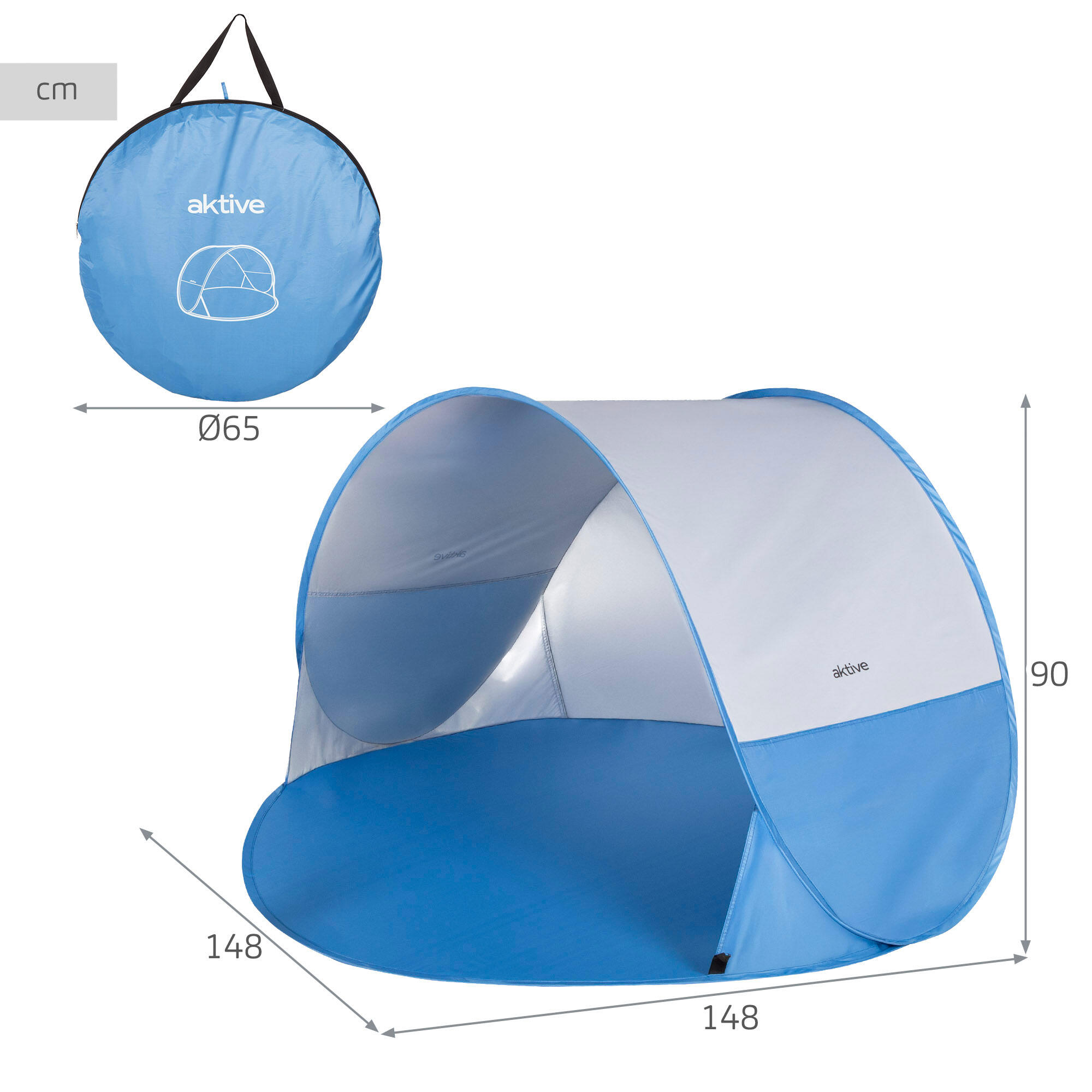 Paravientos playa plegable pop up de 148x148x90 cm protección UV50 azul 4/7