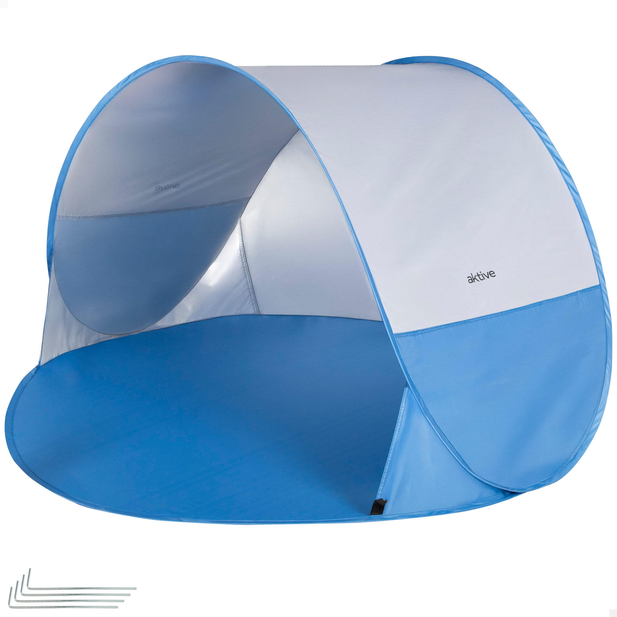 Paravientos playa plegable pop up de 148x148x90 cm protección UV50 azul 1/7