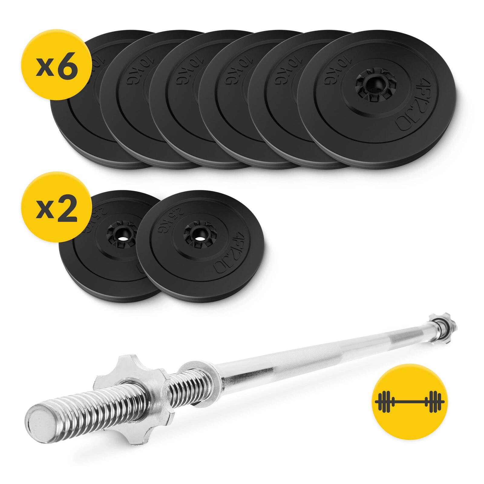 Kulturistická bitumenová sada 70 kg + rovná osa 150 cm 4FIZJO 7/7
