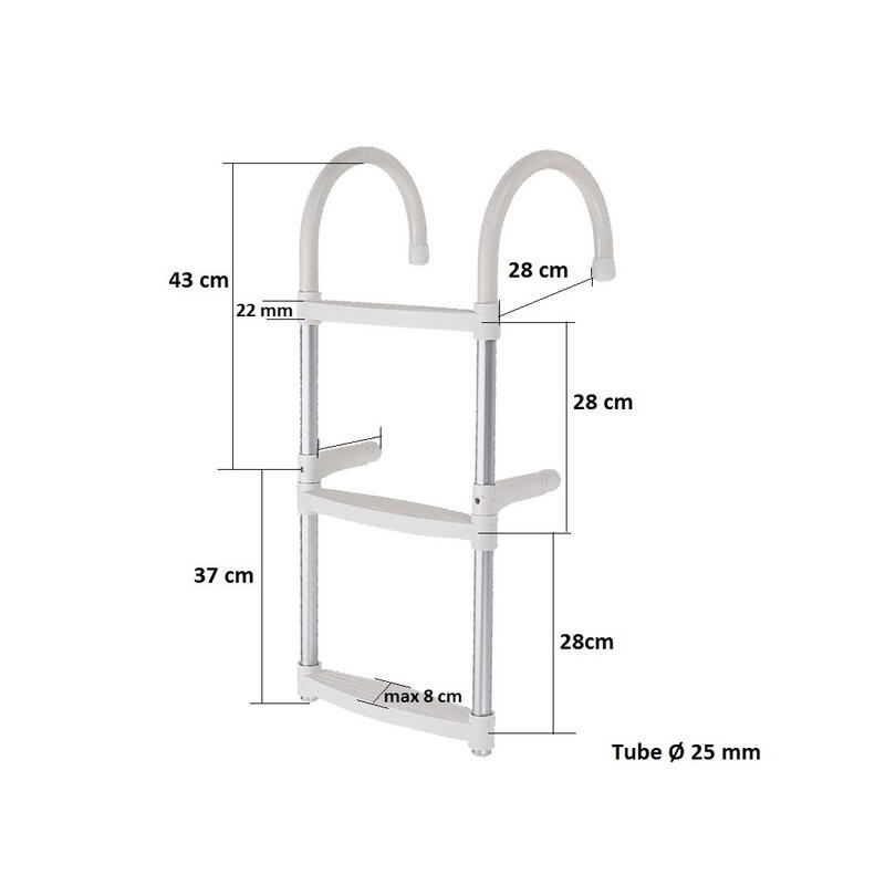 Echelle de bain avec tubes en aluminium 3 marches 2/2