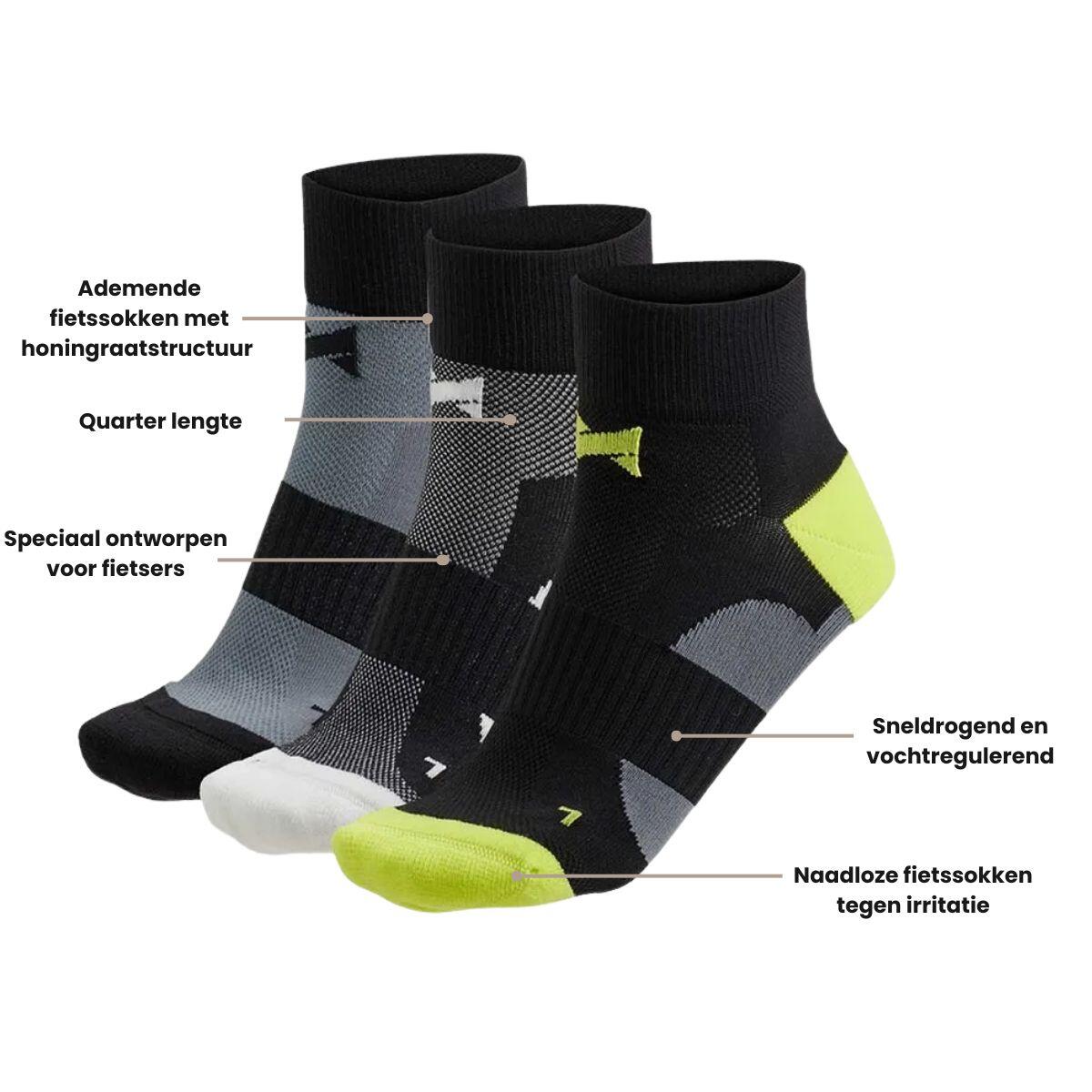 Chaussettes de vélo quarter 9 paires noires pour cyclisme sur route et VTT 3/7