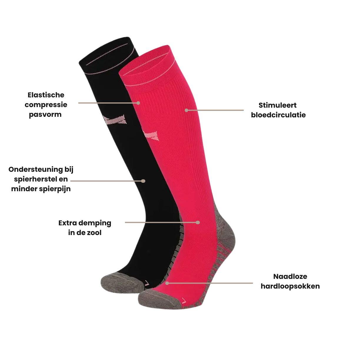 Xtreme Compressie Sokken Hardlopen 2-pack Multi Pink 5/7