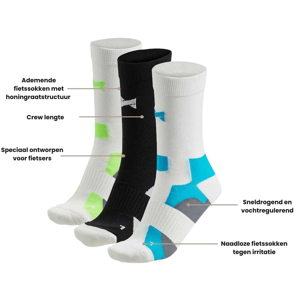 Xtreme Chaussettes de cyclisme Crew 9 paires Multicolore Blanc 3/7