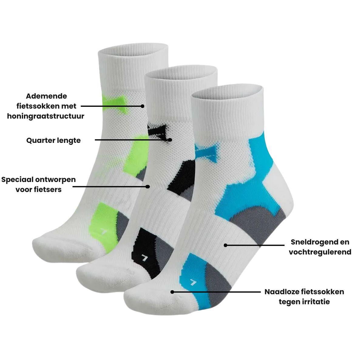 Chaussettes de vélo quarter 9 paires blanches pour cyclisme sur route et VTT 3/7
