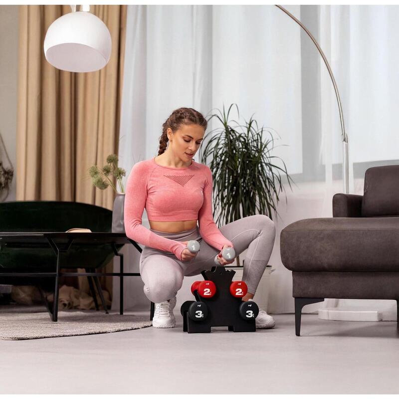 Set gantere fitness din fontă acoperite cu neopren 12kg Hop-Sport HS-V122DRS