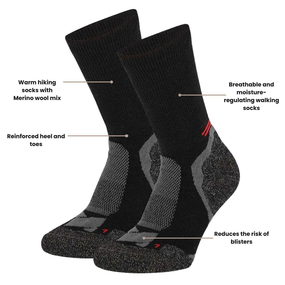 Chaussettes de randonnée Xtreme laine mérinos 6 paires Multi Noir 3/7
