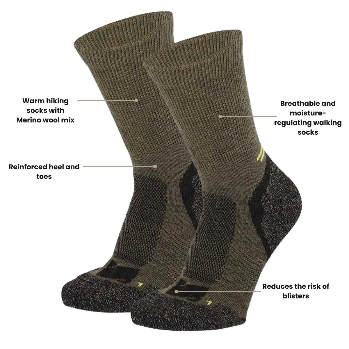Chaussettes de randonnée Xtreme laine mérinos 6 paires Multi Vert 3/7