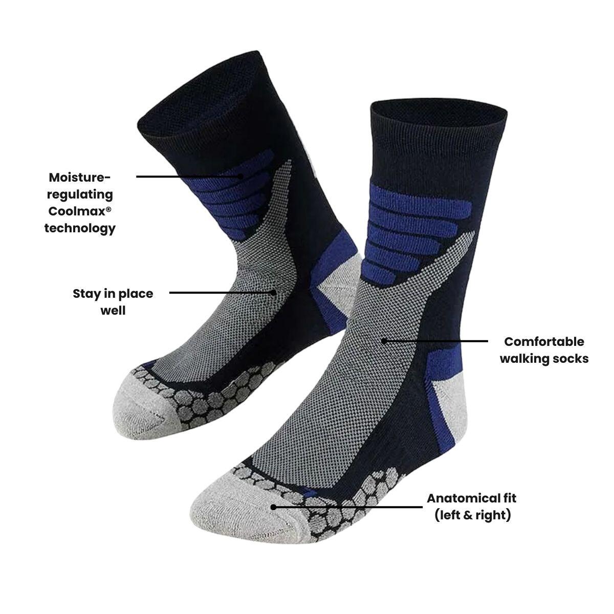 Chaussettes de randonnée Coolmax® mi-hautes 2 paires – Bleu 3/6