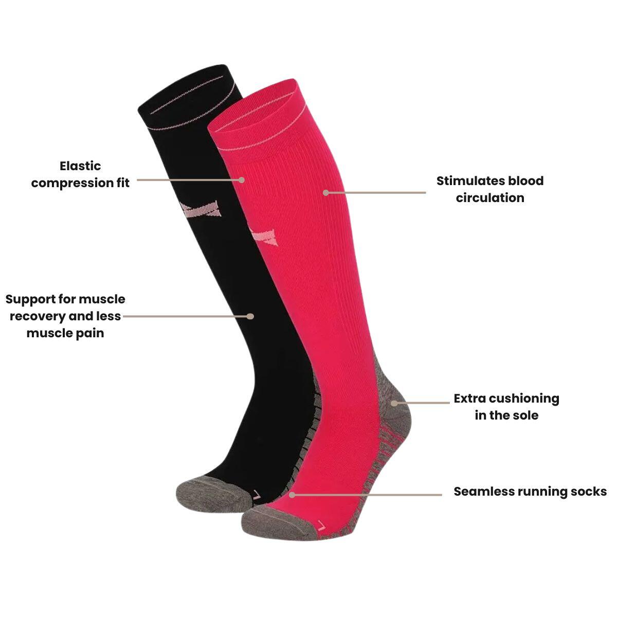 Xtreme Chaussettes de compression de course à pied 6 paires Multicolore Rose 4/7