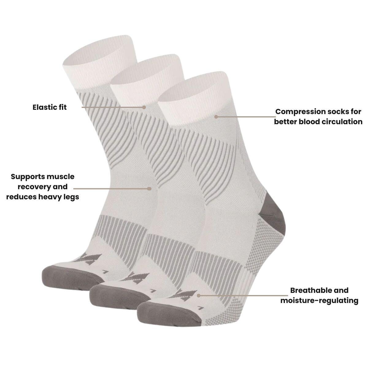 Chaussettes de compression pour la course, lot de 6, multicolores blanches 3/4