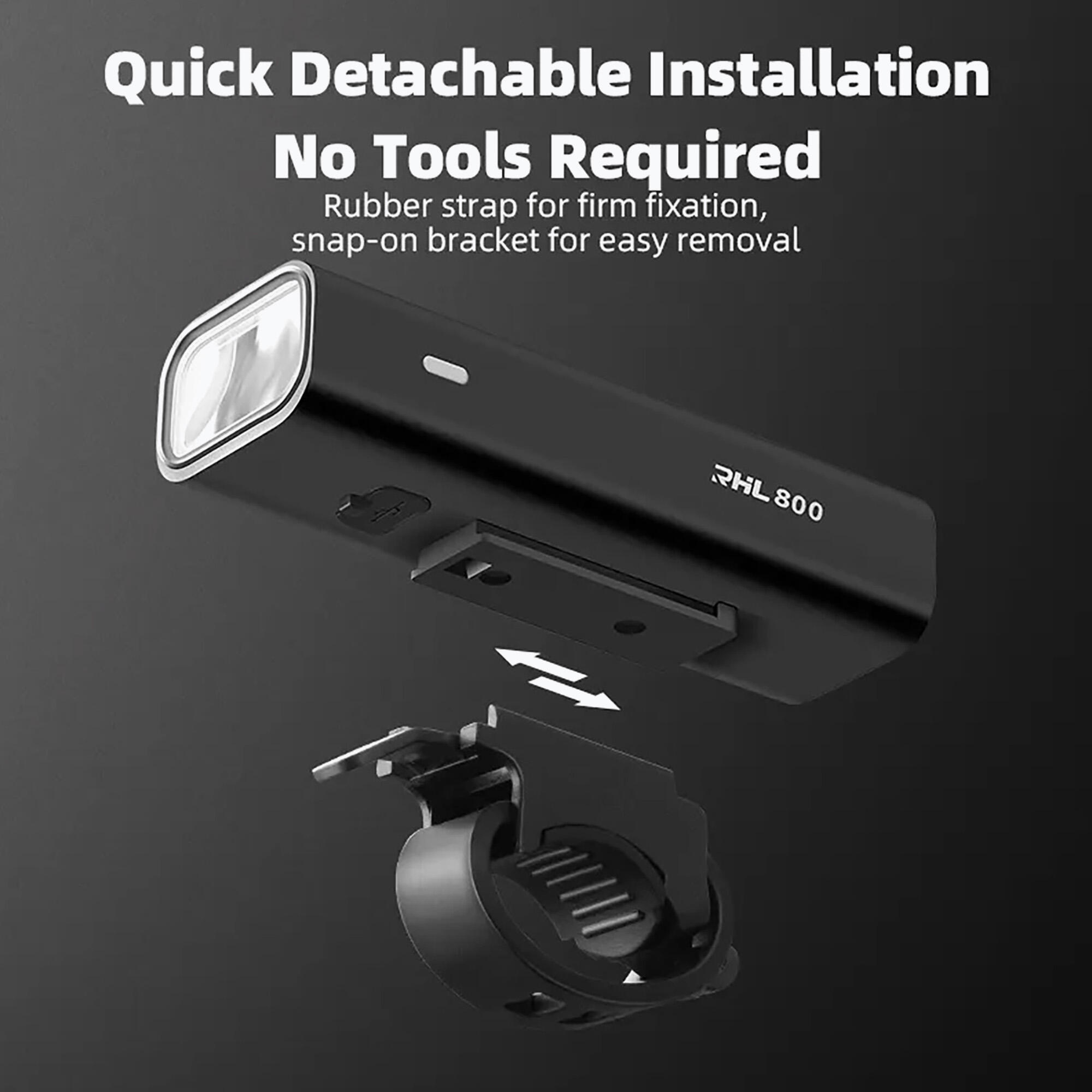 Przednia lampa rowerowa Rockbros 800 lm + kabel USB-C - USB-A 4/7