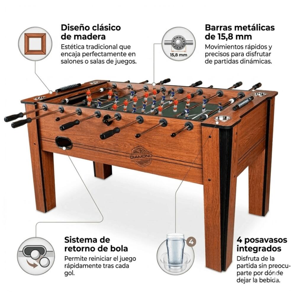 Devessport - Baby-foot classique Diamond avec joueurs aux jambes écartées 2/7
