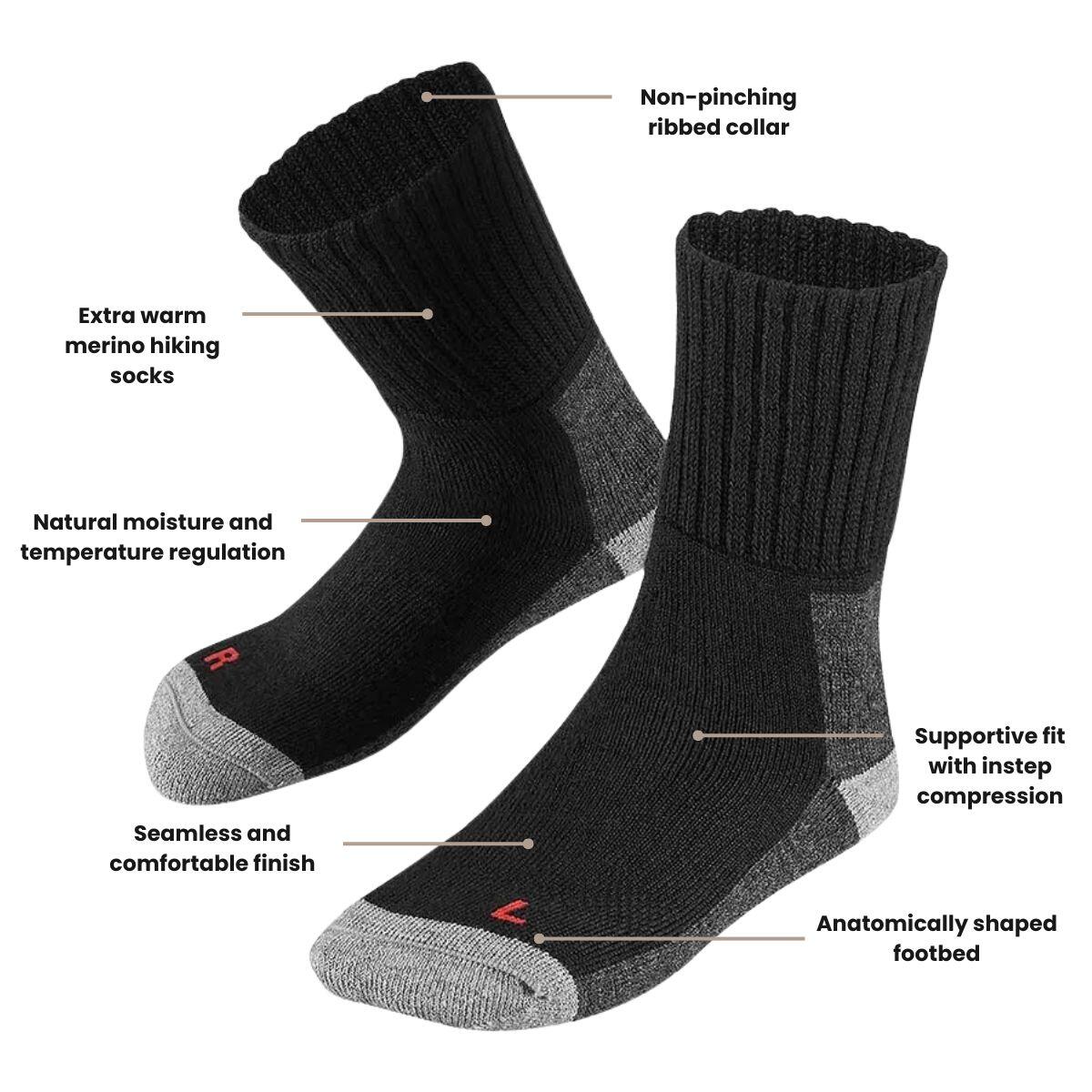 Xtreme calcetines de senderismo extra caliente 1-pack Multi Negro 3/5