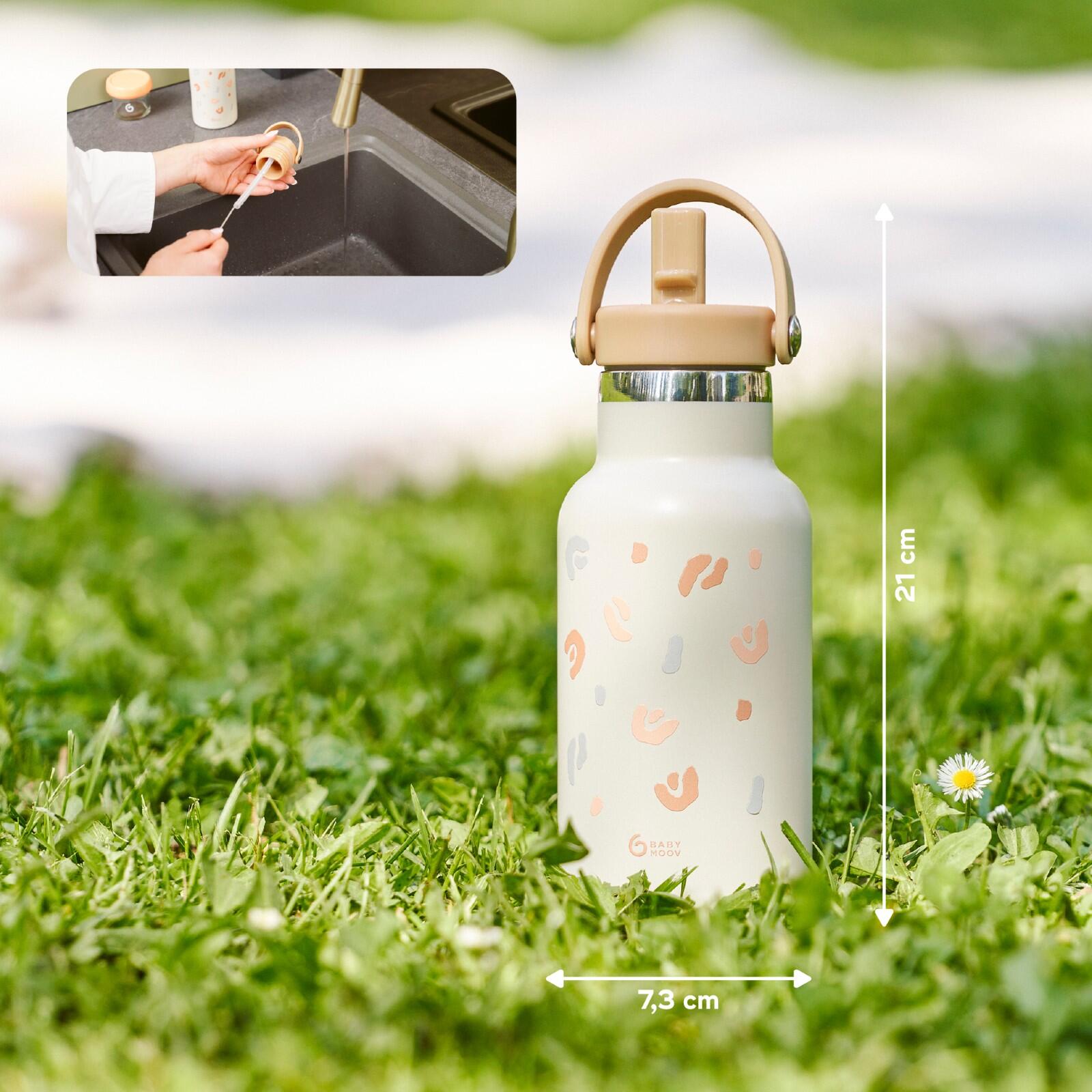 Gourde enfant 350 ml en inox paille anti fuite randonnée little explorer - Beige 6/7
