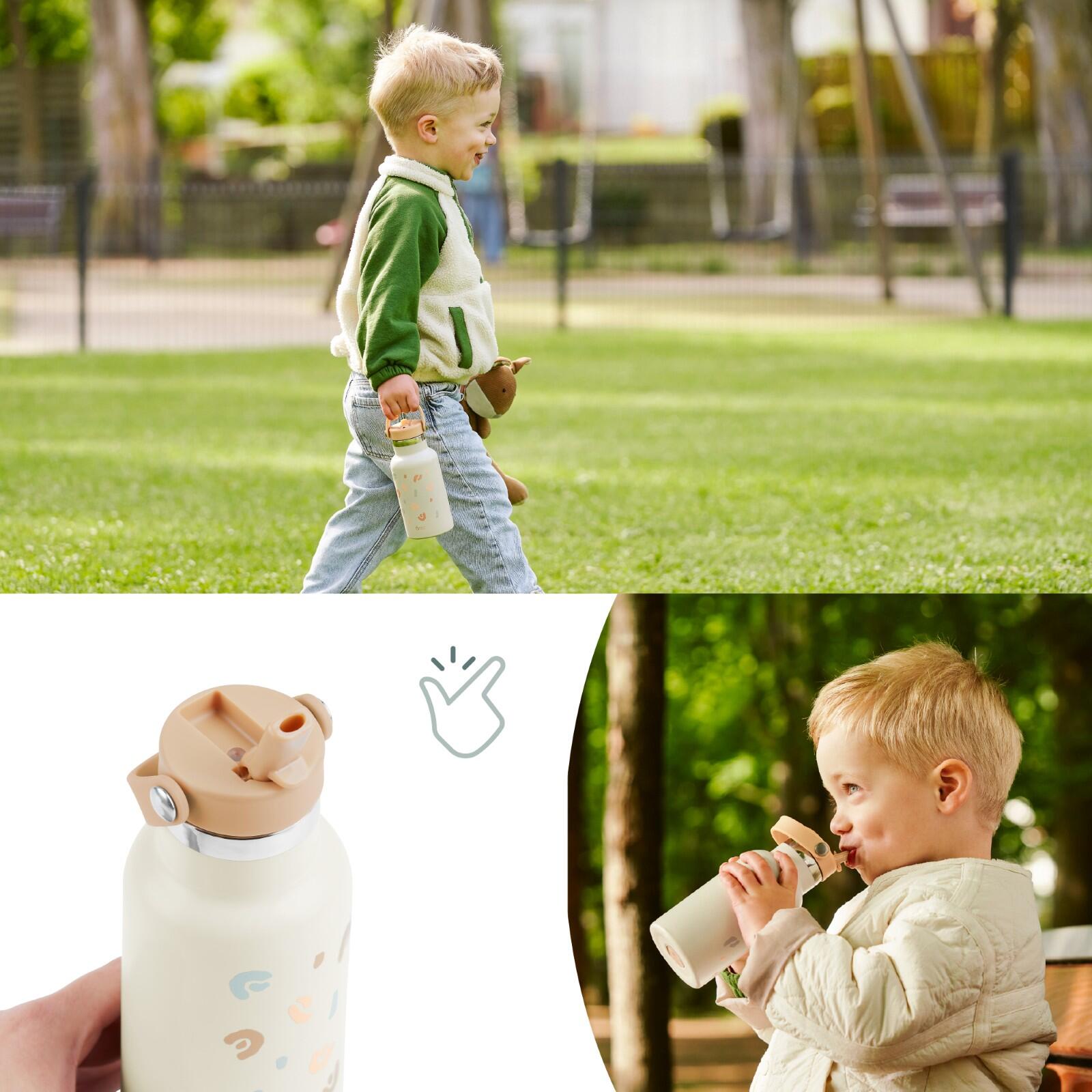Gourde enfant 350 ml en inox paille anti fuite randonnée little explorer - Beige 5/7