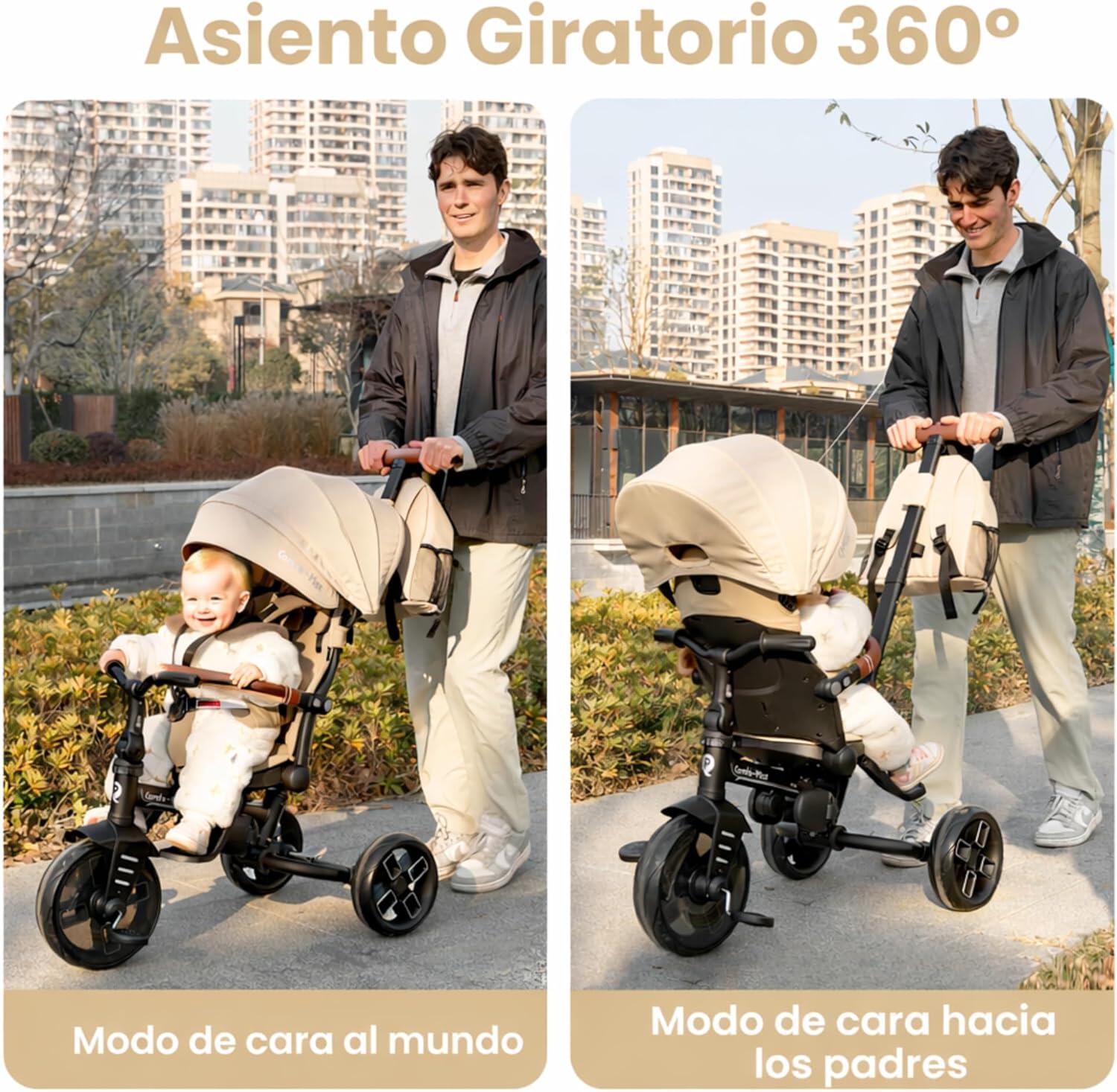 Devessport - Triciclo Evolutivo Qplay Comfo Max 8 em 1 Bege / 10-72 meses 3/7