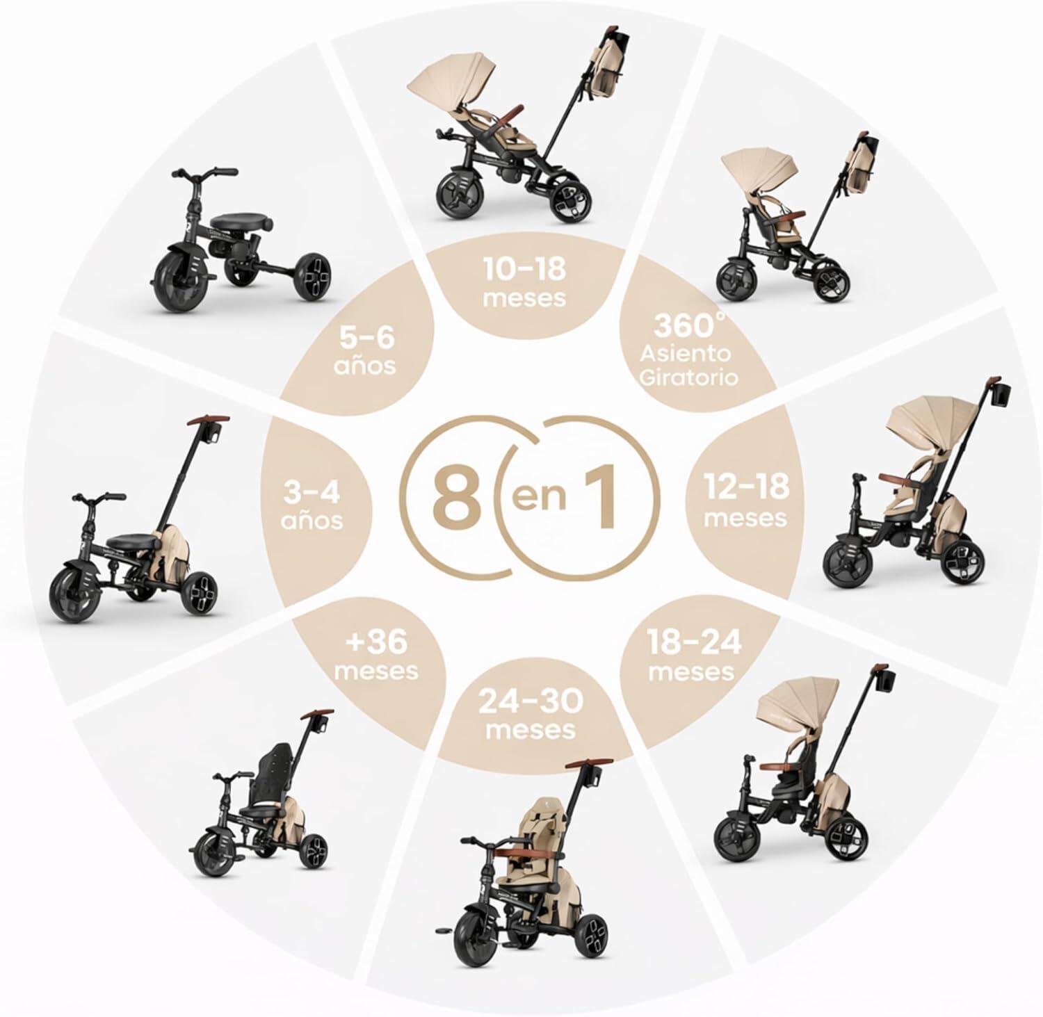 Devessport - Triciclo Evolutivo Qplay Comfo Max 8 em 1 Bege / 10-72 meses 2/7