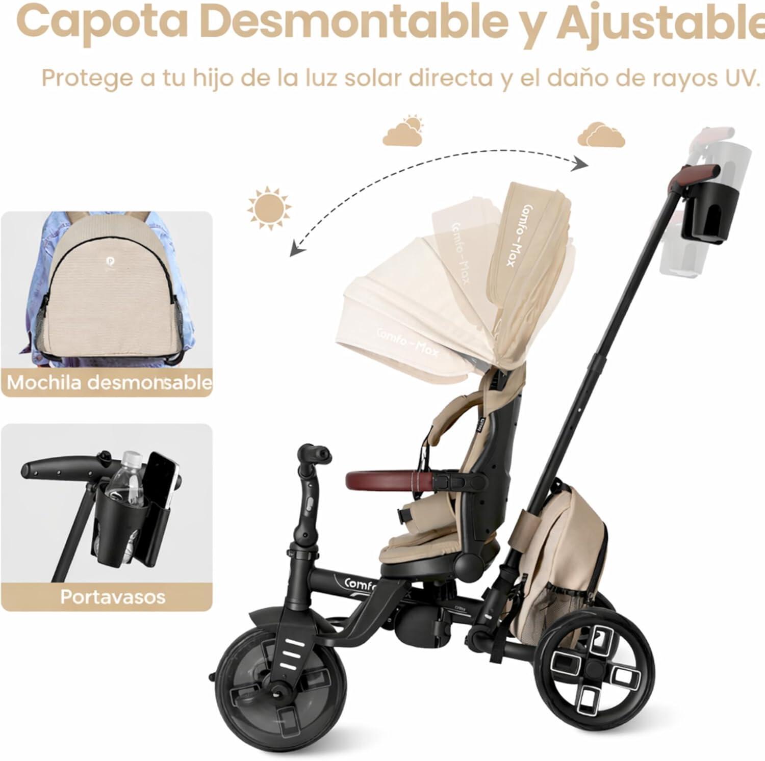 Devessport - Triciclo Evolutivo Qplay Comfo Max 8 em 1 Bege / 10-72 meses 5/7