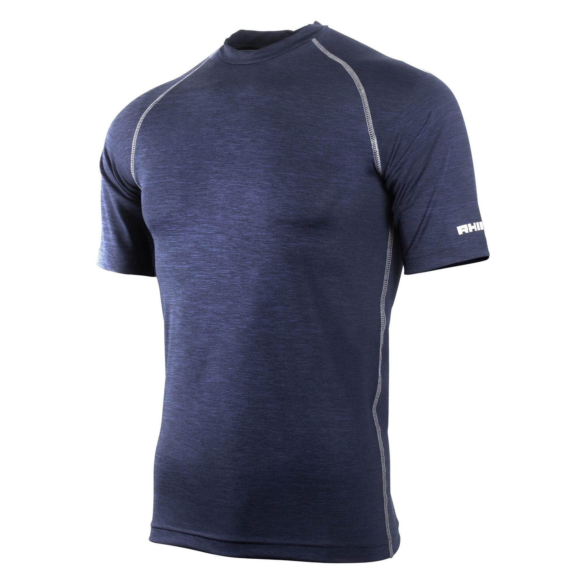 RHINO Mens Sports Base Layer Short Sleeve TShirt (Navy Heather)
