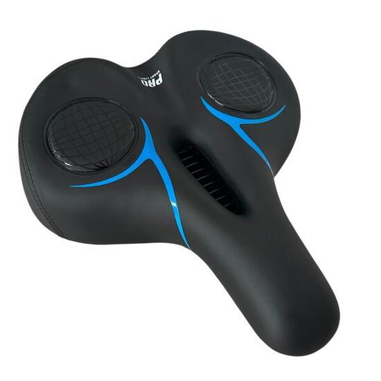 Selle de vélo Comfort Deluxe 30 x 27 cm Mousse + Gel Noir Bleu