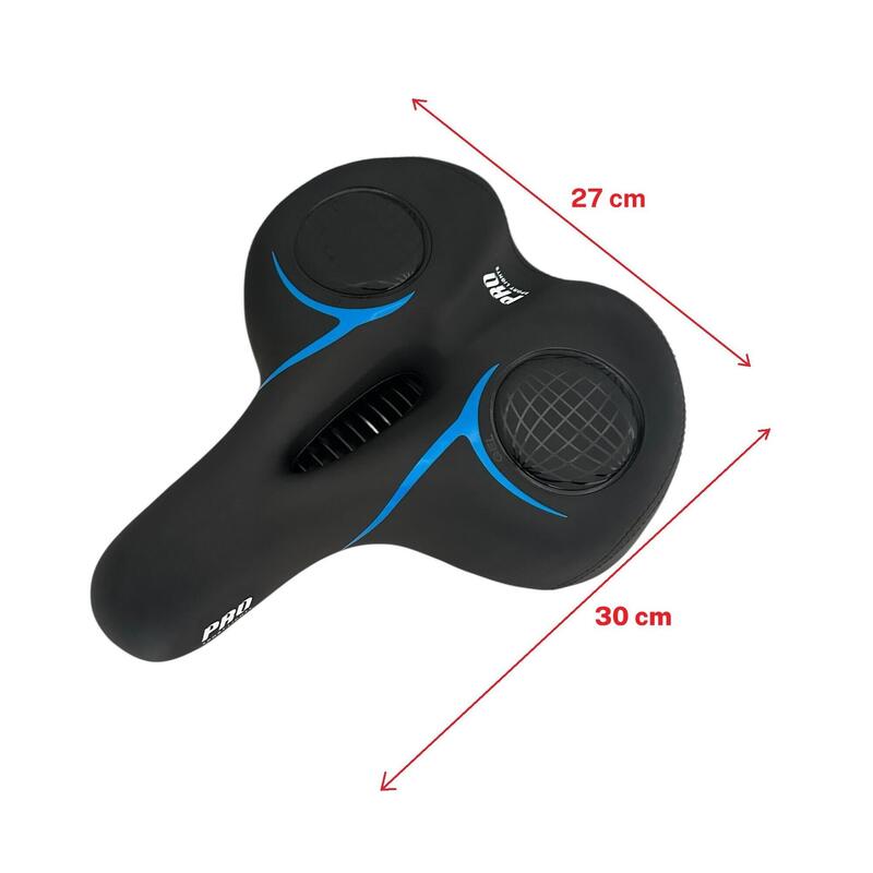 Șa de bicicletă Comfort Deluxe 30x27 cm Spumă + Gel Negru Albastru