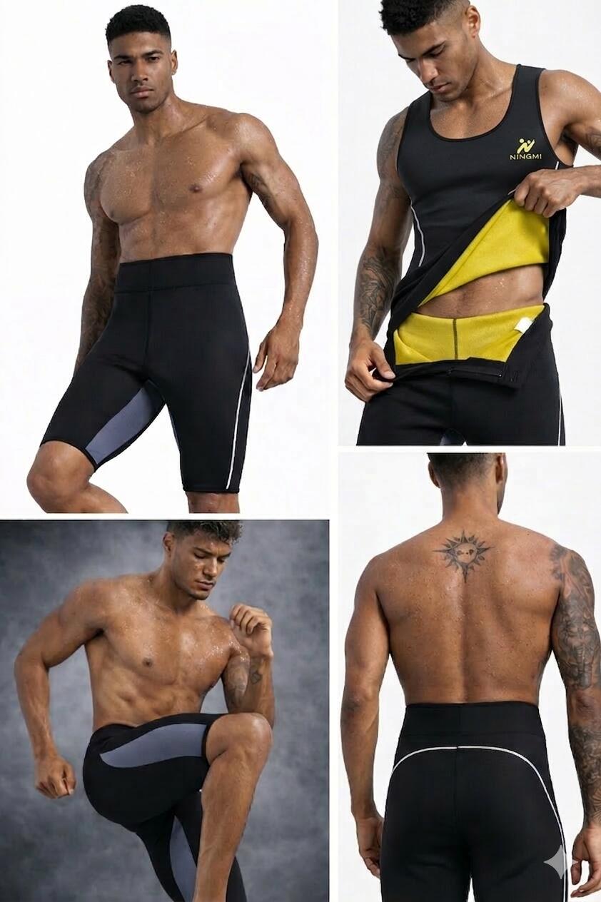 Fitness kalhoty pro hubnoucí muže, Neoprén, SlimBody 6/6