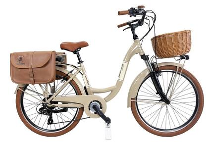 E-bike VENERE vélo de ville Dolce Vita avec sacs et panier - Bleu clair