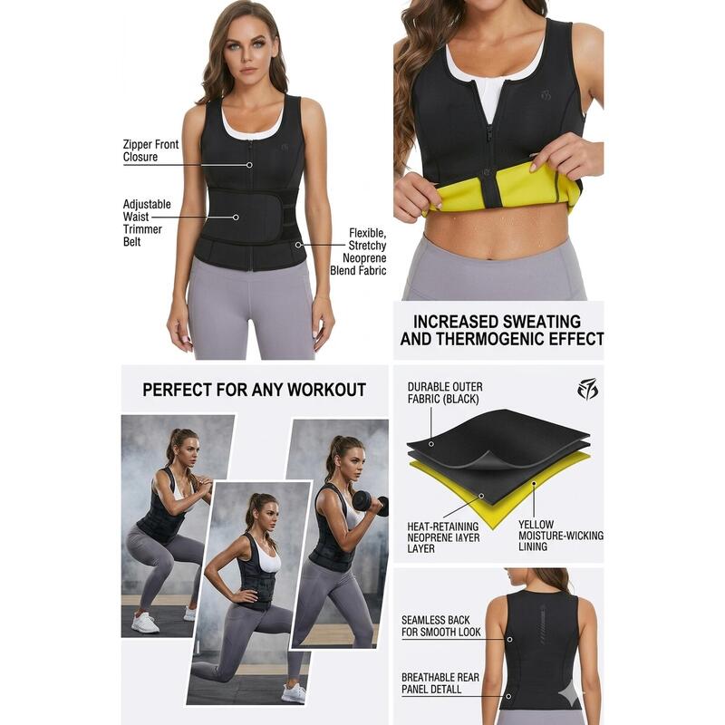 Fitness vesta pro hubnoucí ženy SlimBody, Neoprén,Vestavěný pás