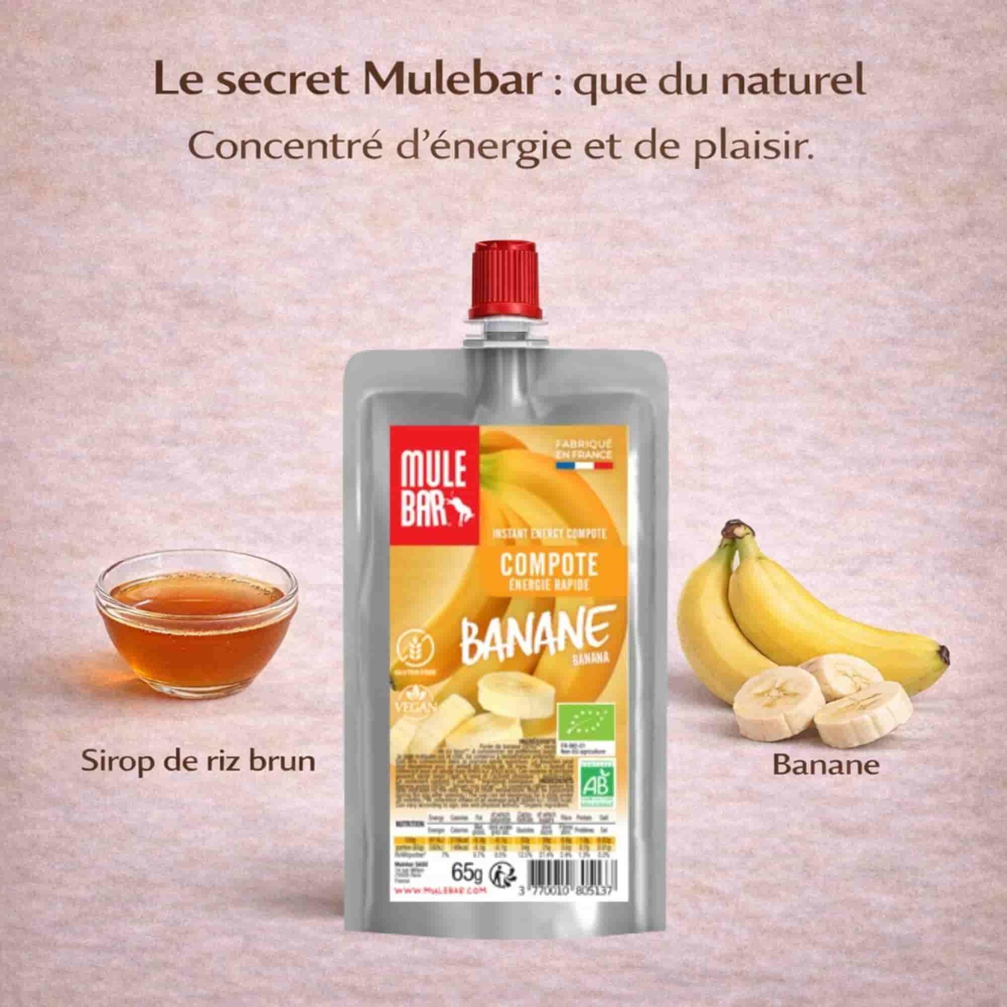 Boite de 10 compotes énergétiques - bio - vegan - sans gluten - 65g - Banane 3/6