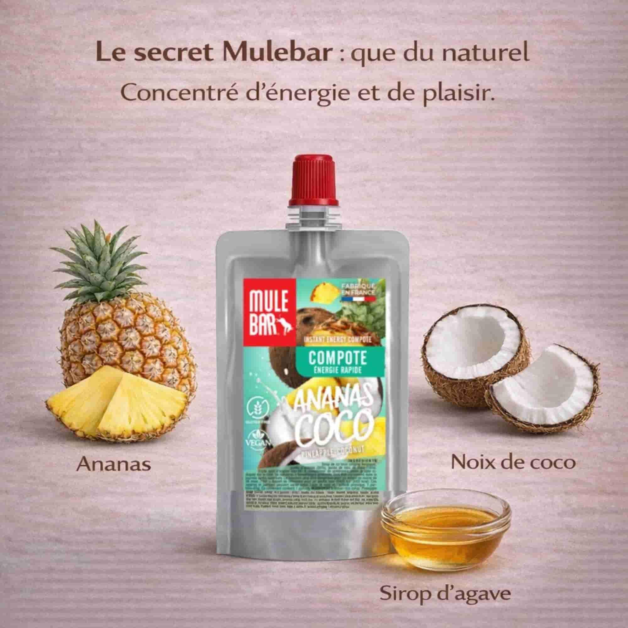 10 compotes énergétiques - bio - vegan - sans gluten - 65g - Ananas - Coco 3/6
