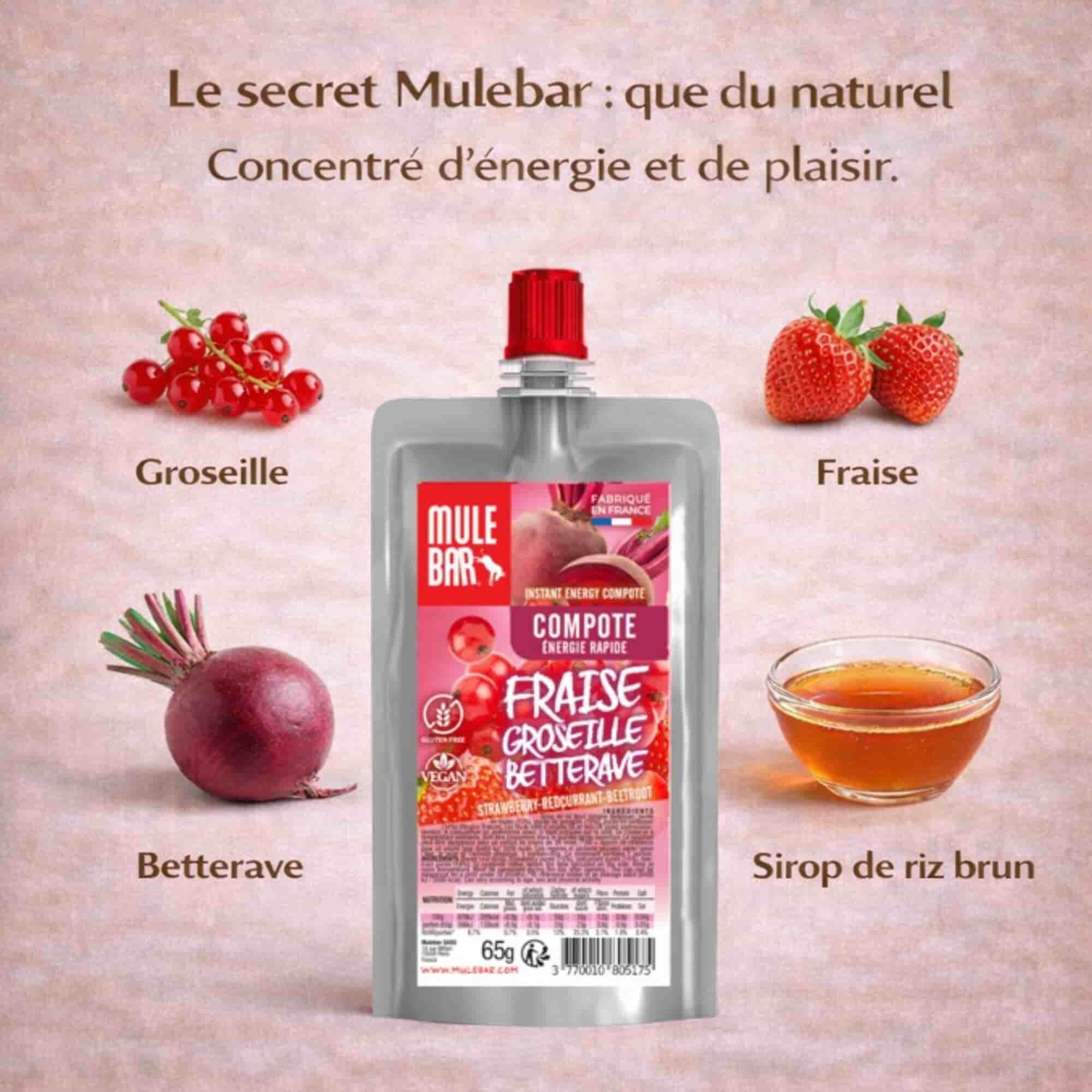 10 compotes énergétiques - vegan - 65g - Fraise - Groseille - Betterave 3/6