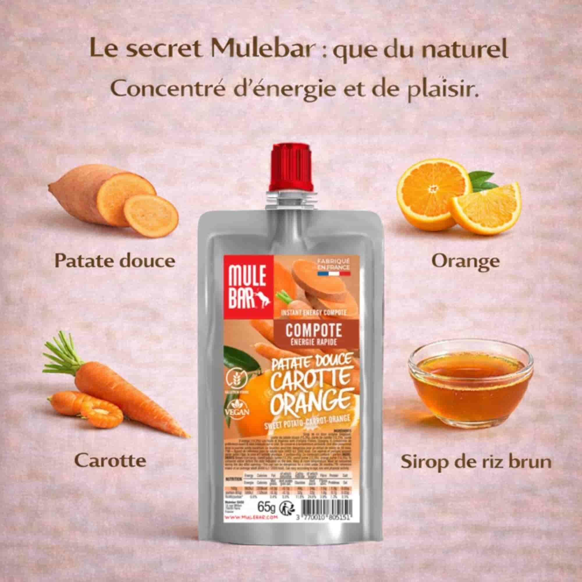 10 compotes énergétiques - vegan - sans gluten - 65g - Orange - Carotte - Citron 3/6