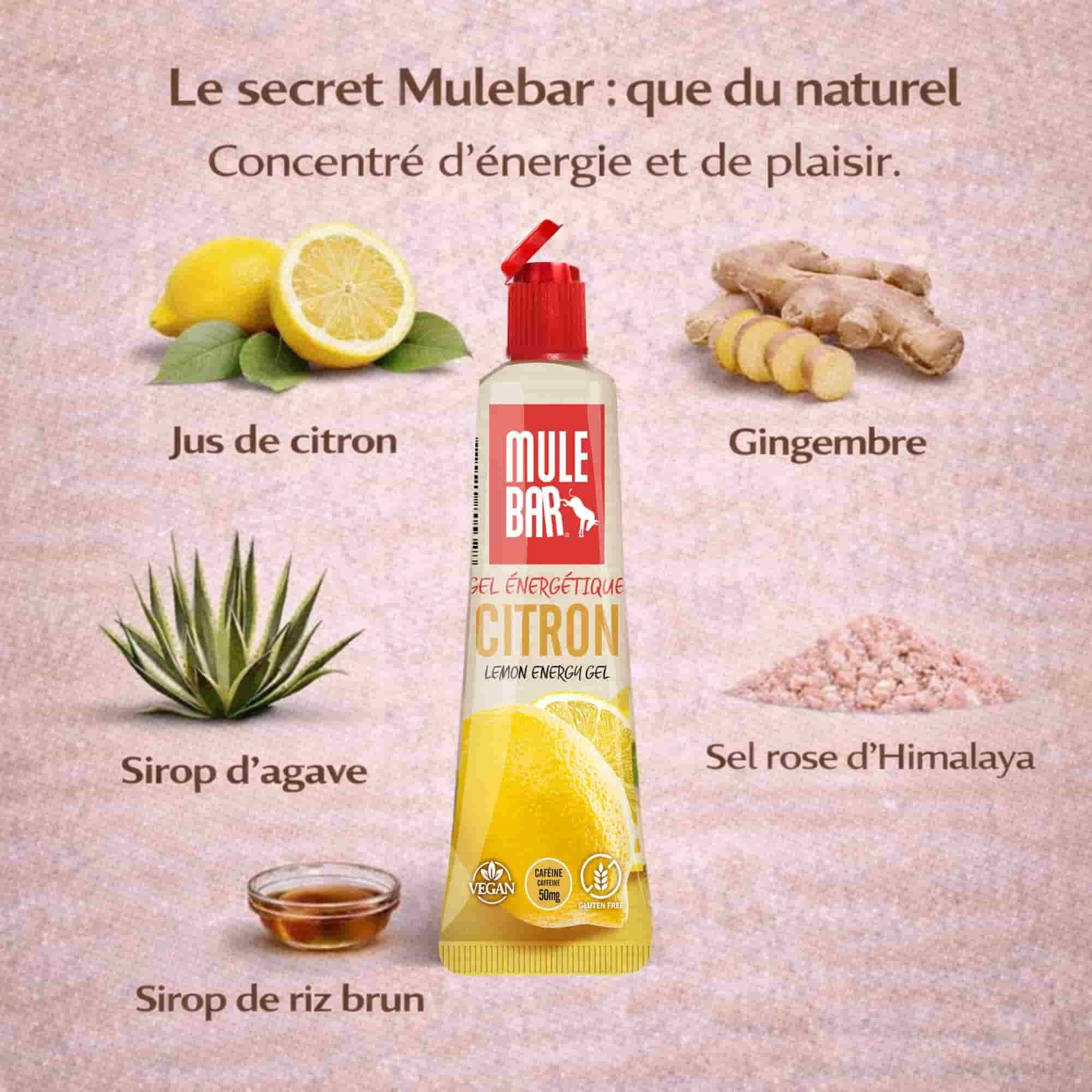 24 gels énergétiques - vegan - caféiné - avec bouchon refermable - 37g - Citron 3/6