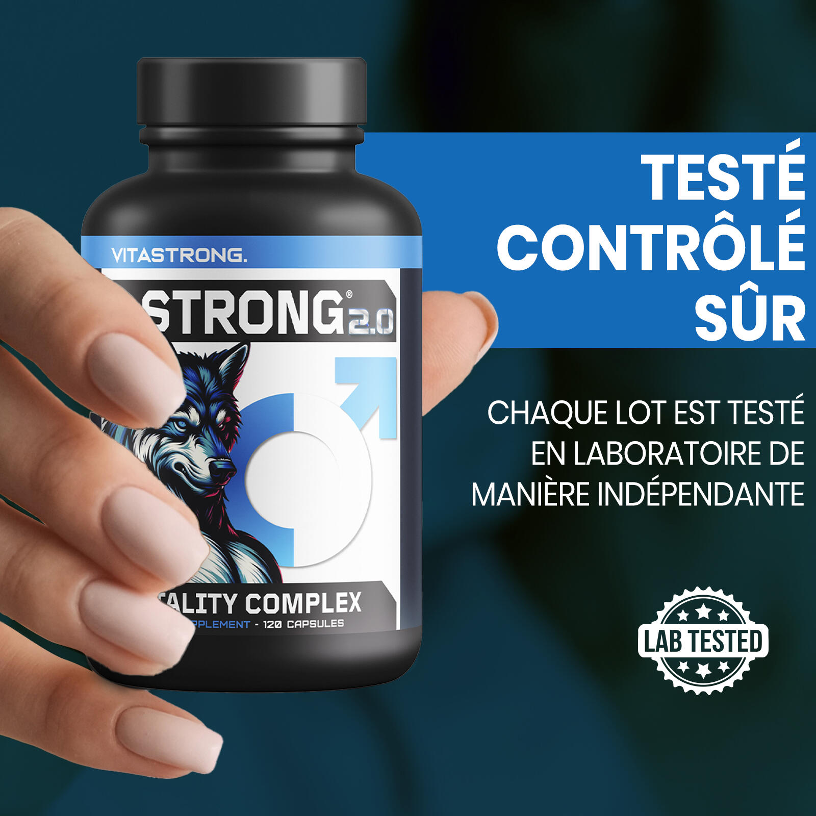 Vitastrong Vitality Complex - 120 cápsulas T-Strong 2.0 con arginina, cordyceps 2/2