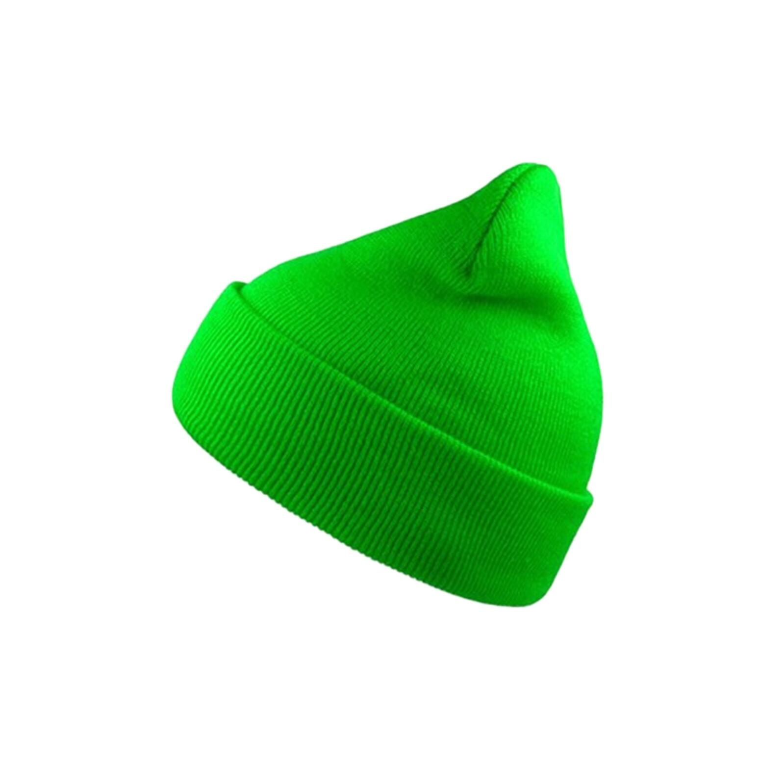 Wind Double Skin Beanie With Turn Up (Safety Green) 1/4