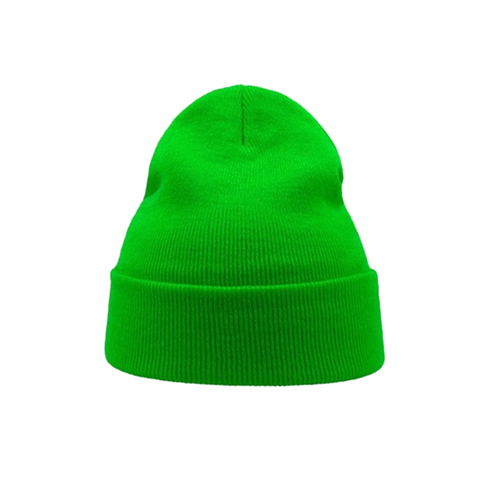 Wind Double Skin Beanie With Turn Up (Safety Green) 3/4