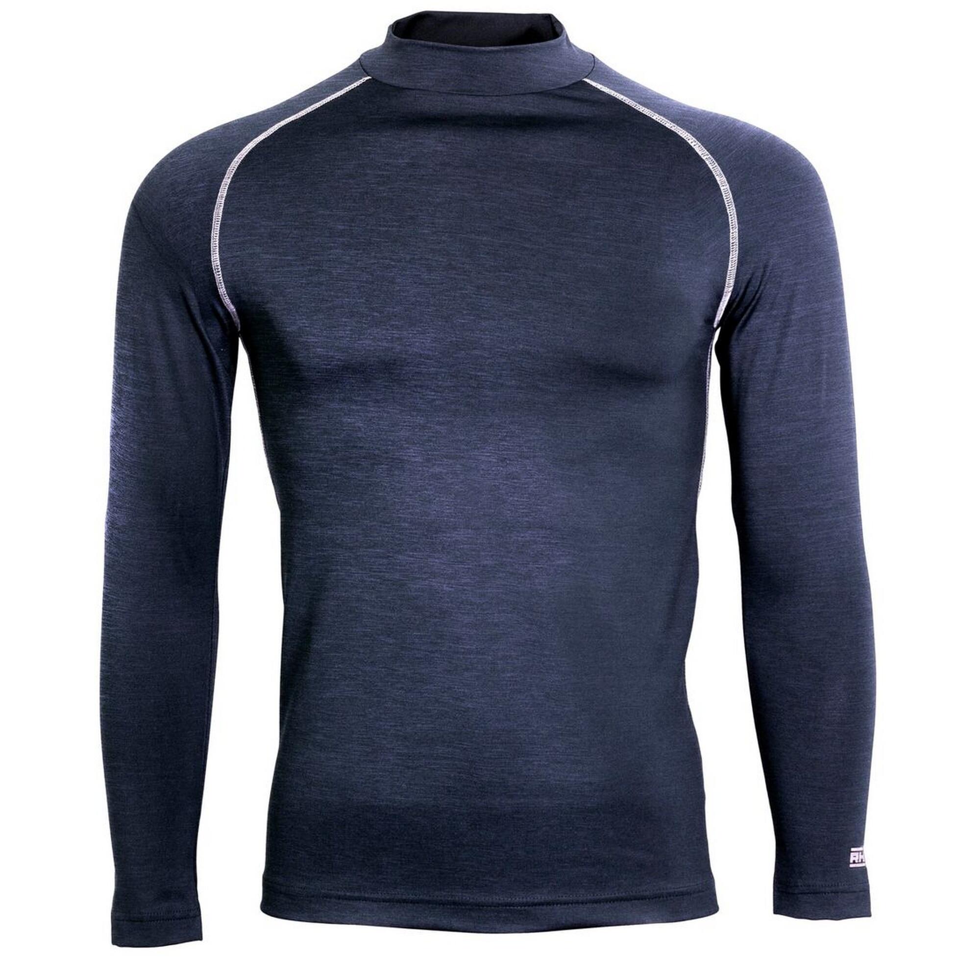 Mens Long Sleeve Baselayer Top (Navy Heather) 1/3