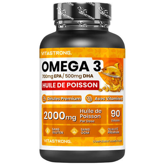 Vitastrong Oméga 3 90 capsules – Huile de poisson concentrée quotidienne
