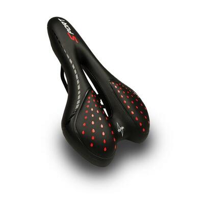 Voltano sport trekking fietszadel – zwart / rood - unisex – strawberry