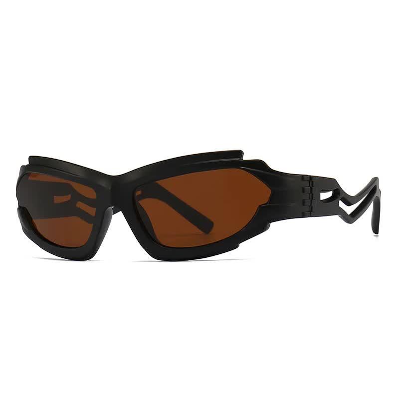 Futuristic Sports Wrap Man Sunglasses - Bold Brown