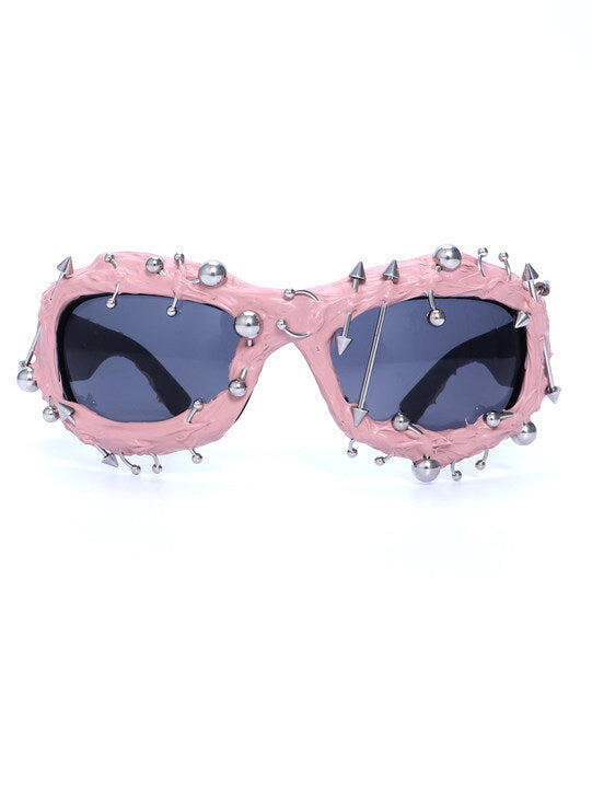 Pink Edgy Punk Rock Spiked Sunglasses