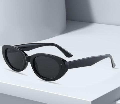 2PCS Black Grey Retro Oval Cat-Eye Sunglasses