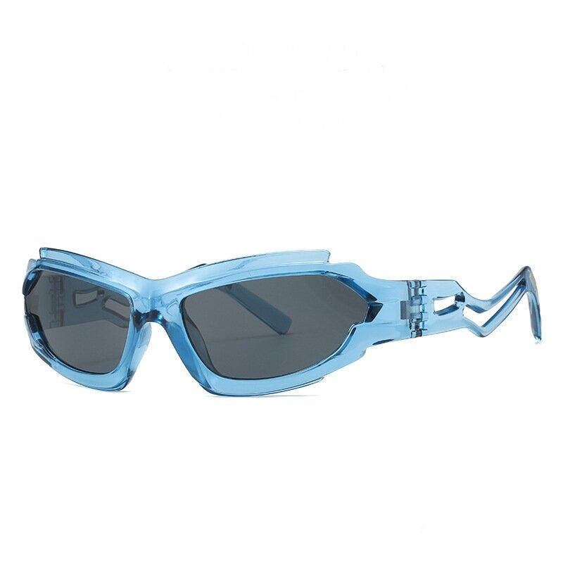 Futuristic Sports Wrap Man Sunglasses - Bold Blue