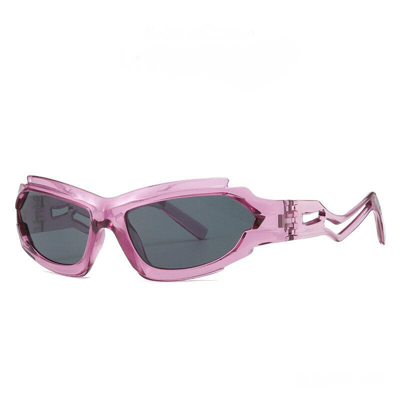 Futuristic Sports Wrap Man Sunglasses - Bold Purple