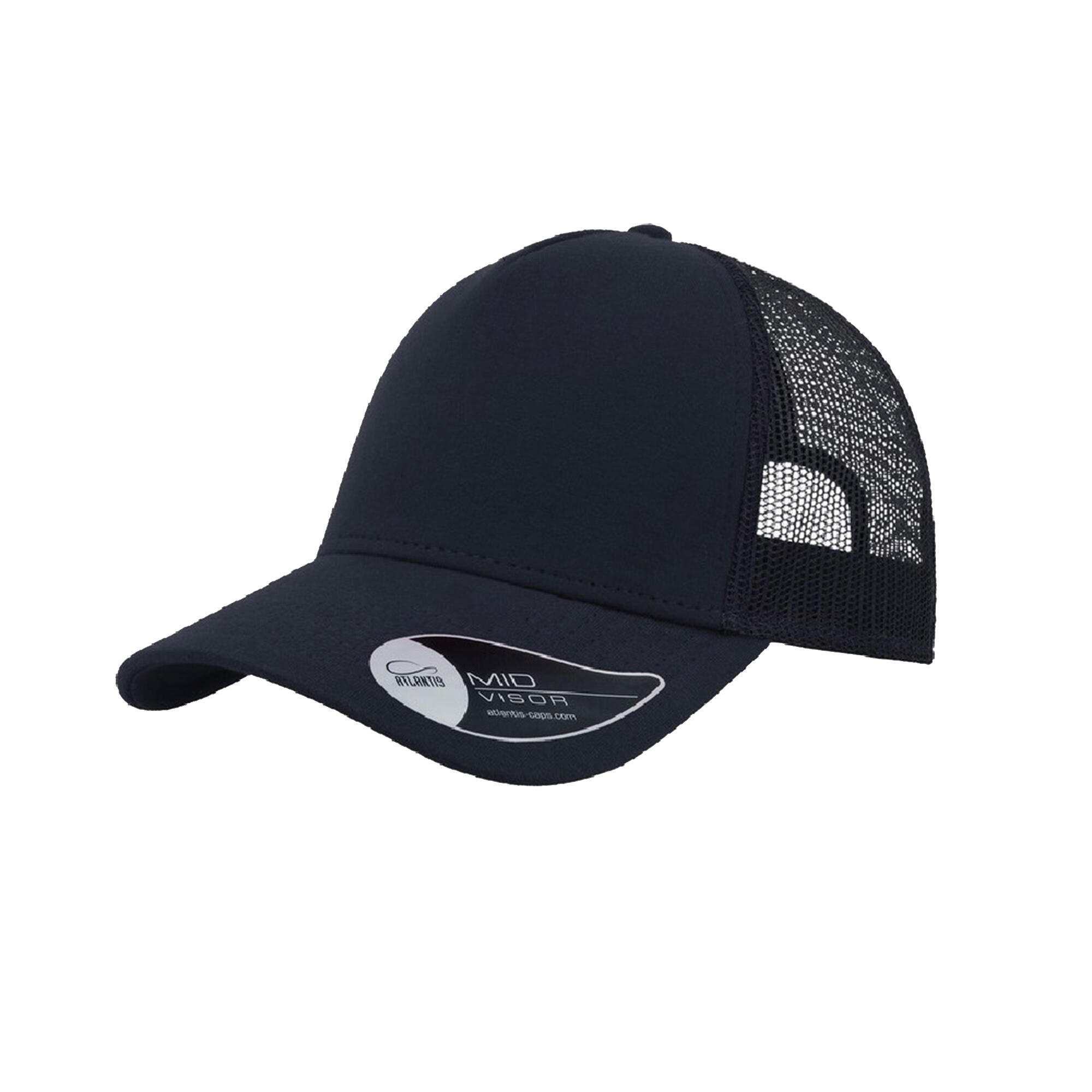 ATLANTIS Rapper Jersey Mid Visor Trucker Cap (Navy)