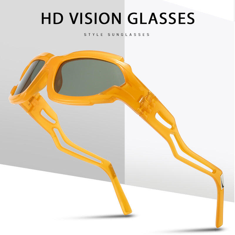 Futuristic Sports Wrap Man Sunglasses - Bold Orange